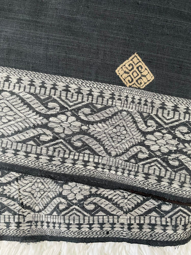 Assam Eri Silk Saree | Gray | Handwoven | Silk Mark Certified | Ships from California